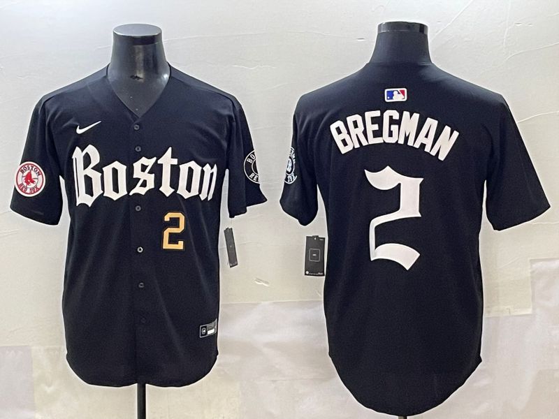 Men 2025 Boston Red Sox 2 Bregman Black Five generations Joint Name Nike MLB Jersey style 6
